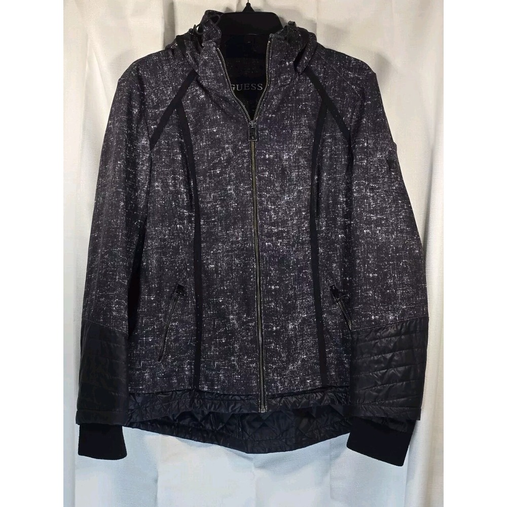 Guess Black Winter Coat Jacket Women's‎ Size Large Full Zip Beautiful